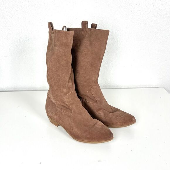 Schutz Brown Suede Mid-Calf Boots - Picture 2 of 10